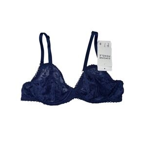 Simone Perele Womens Size 34B Navy Blue Underwire Lace Bra NWT